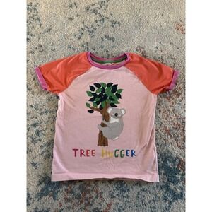 Girls Boden Tshirt Tree Hugger Koala Colorful Pink 6-7 Y Colorblock Cotton